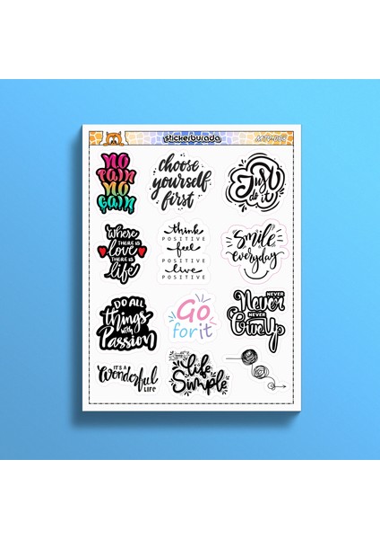 Motivasyon Temalı Sticker Etiket Seti -8 Notebook - Tablet - Duvar Sticker - Bullet Journal - Scrapbook - Ajanda - Günlük Süsleme
