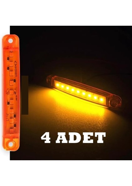 Sarı 9 Ledli Parmak Lamba 12V-24V 4 Adet