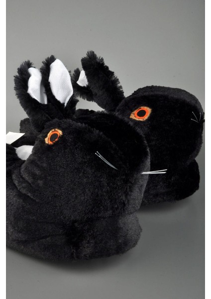 Sevimli Tavşan Figürlü Peluş Panduf Siyah modelleri