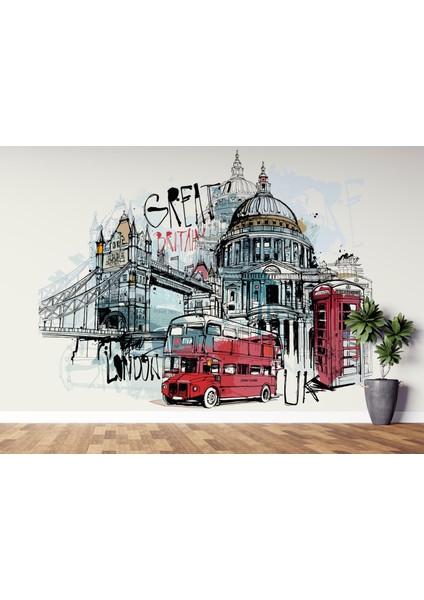 Londra Sembolleri Grafiti Duvar Kağıdı, Yüksek Çözünürlüklü Londra Grafiti Duvar Resmi