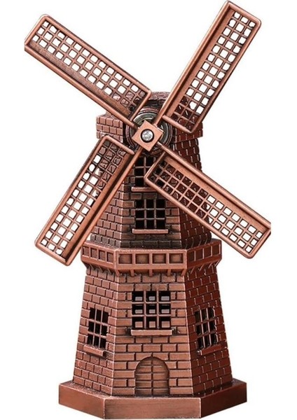 Vintage Metal Hollanda Yel Değirmeni Biblo Antik Bakır 17 cm