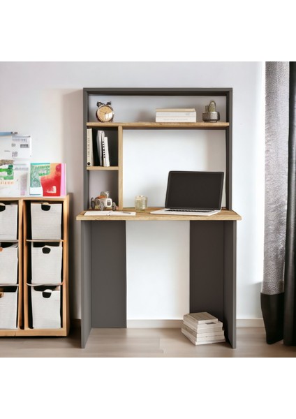 Saint 90 cm Genç Çocuk Çalışma Masası Kitaplık Raf Çam-Antrasit SN2-AA fiyatları