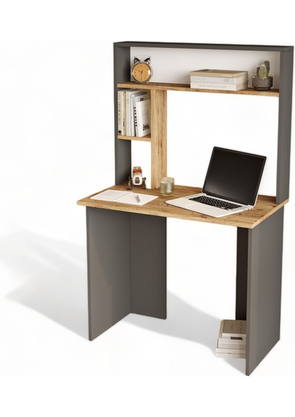 Saint 90 cm Genç Çocuk Çalışma Masası Kitaplık Raf Çam-Antrasit SN2-AA modelleri
