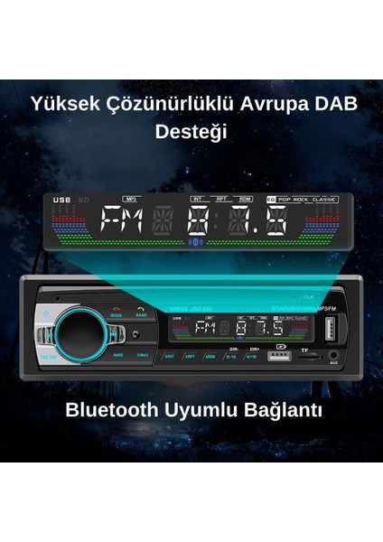 Çift USB Girişli Bluetooth Oto Teyp Araba Teybi Radyo USB Sd Aux Teyp Amfi Çıkışlı 4X60 Watt