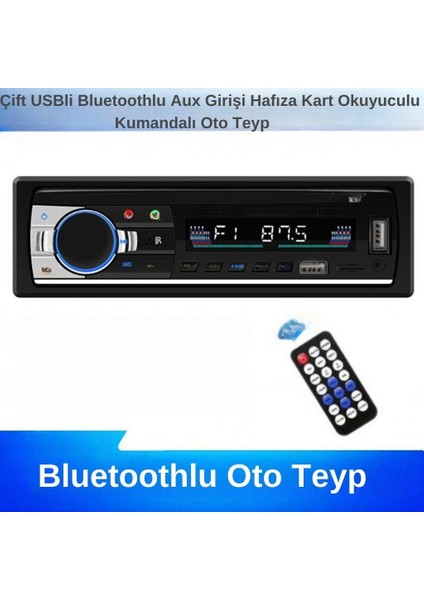 Çift USB Girişli Bluetooth Oto Teyp Araba Teybi Radyo USB Sd Aux Teyp Amfi Çıkışlı 4X60 Watt