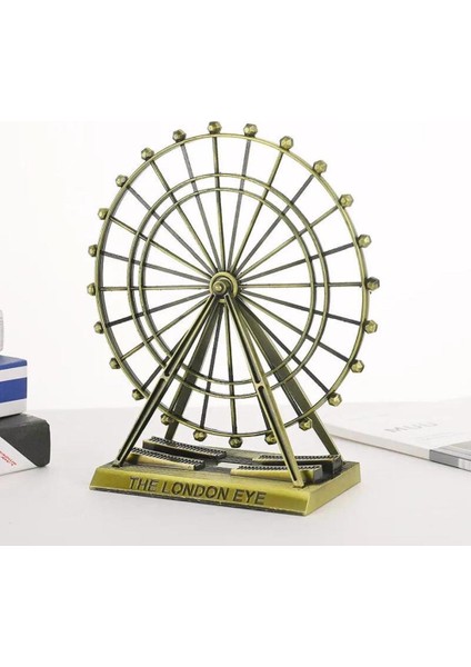 Vintage Metal Ingiltere London Eye Biblo Antik Bronz 9 cm