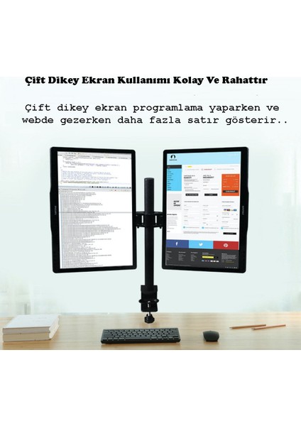 Çift Kol Monitör Tutucu 17-32INÇ LCD LED Alüminyum Masaüstü Monitör Tutucu Standı