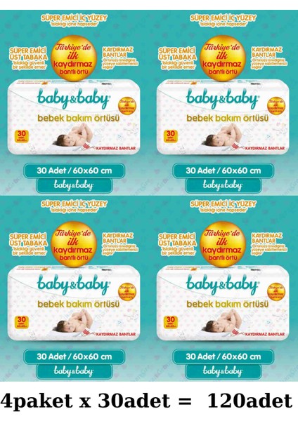 Baby Baby Bebek Bakım Örtüsü 4PAKETX30ADET=120ADET