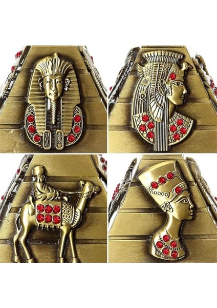 Vintage Metal Mısır Piramidi Biblo Antik Bronz 8 cm modelleri
