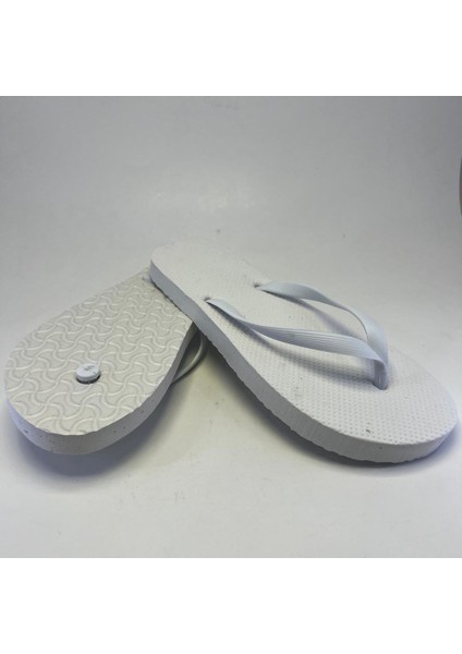 10 Adet Parmak Arası Beyaz Erkek Terlik Eva Taban 14 mm  Flip Flop 44 Numara