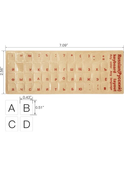 Mat Rusça Şeffaf Klavye Etiketi - Matte Russian Transparent Keyboard Sticker