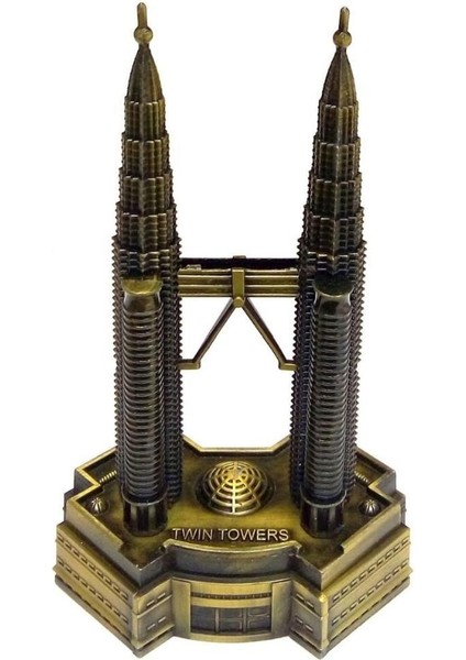 Vintage Metal Malezya Twin Towers Biblo Antik Bronz 18 cm modelleri
