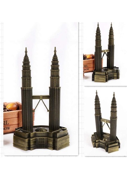 Vintage Metal Malezya Twin Towers Biblo Antik Bronz 18 cm fırsatları