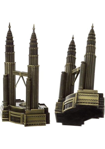 Vintage Metal Malezya Twin Towers Biblo Antik Bronz 18 cm indirimleri