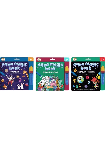 Aqua Magic Sihirli Boyama Kitabı Mandala - Oyunlar - Eğlenelim Öğrenelim 3 Kitap