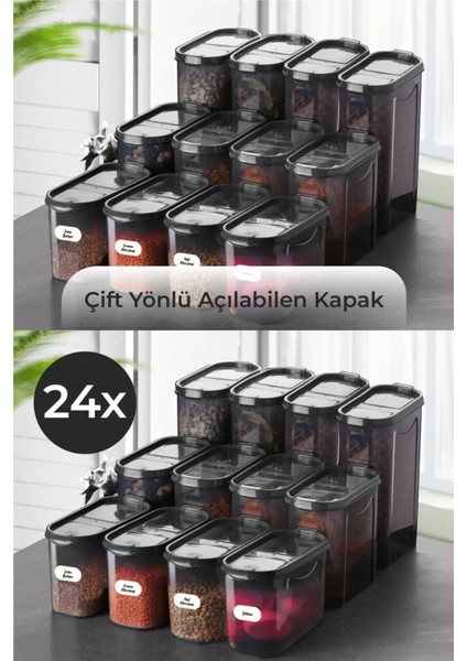 Daısy Etiketli 24LÜ Erzak Saklama Kabı Kavanozu 8x(1,4 Litre, 2 Litre, 2,8 Litre)