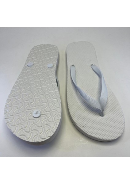 25 Adet Parmak Arası Beyaz Erkek Terlik Eva Taban 14 mm  Flip Flop 44 Numara