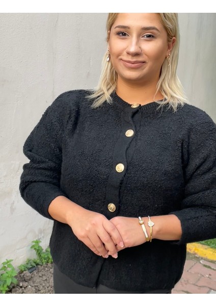 Gokilibutik Siyah Gold Düğmeli Hırka
