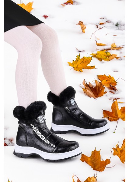 250 Rugan Çatlak Fermuarlı Kız Çocuk Bot Ayakkabı Siyah modelleri