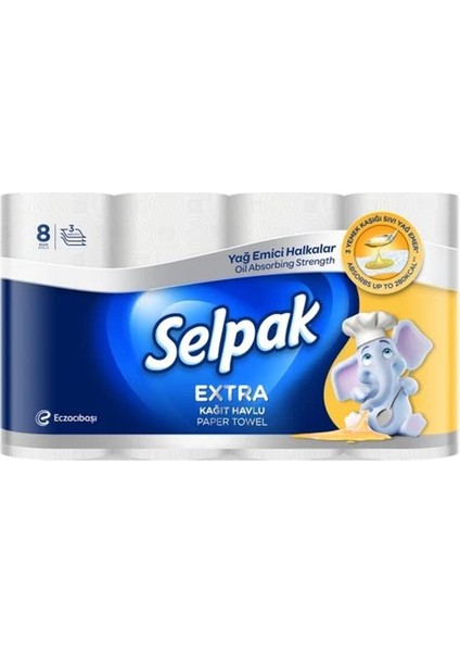 Extra Yağ Emici Kağıt Havlu, 8 Adet, 1 Paket