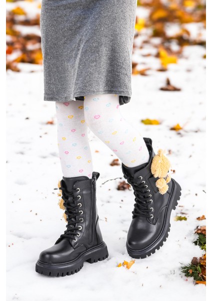 450 Ayıcıklı Fermuarlı Kız Çocuk Günlük Bot Ayakkabı Siyah fiyatları