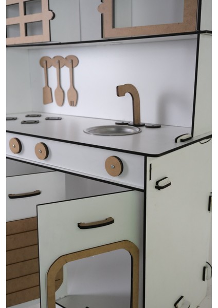 Oyuncak Mutfak, Natural Ahşap Oyuncak Mutfak, Oyuncak Mutfak Seti, 6.4 mm Mdf, Montessori Mutfak, Ahşap Oyuncak, Mutfak Seti Oyuncak,