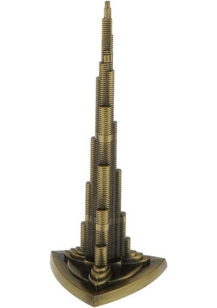 Dünyadan Hediyeler Vintage Metal Burj Khalifa Biblo Antik Bronz 25 cm Burç Halife