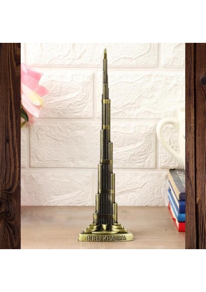 Dünyadan Hediyeler Vintage Metal Burj Khalifa Biblo Antik Bronz 25 cm Burç Halife