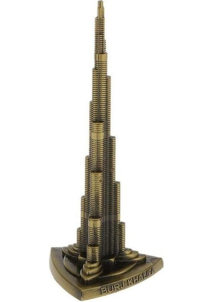 Dünyadan Hediyeler Vintage Metal Burj Khalifa Biblo Antik Bronz 22 cm Burç Halife