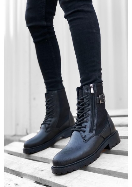 Siyah Deri Fermuarlı Klasik Erkek Bot fiyatları