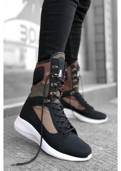 Bağcıklı Koyu Askeri Nabuk Yüksek Taban Boksör Unisex Spor Postal Bot