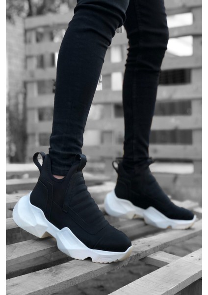 Bağcıksız Rahat Kalın Taban Siyah Deri Erkek Spor Yarım Bilek Bot fiyatları