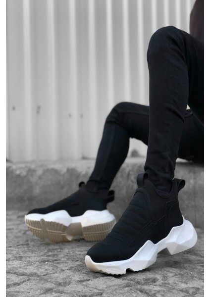 Bağcıksız Rahat Kalın Taban Siyah Deri Erkek Spor Yarım Bilek Bot modelleri