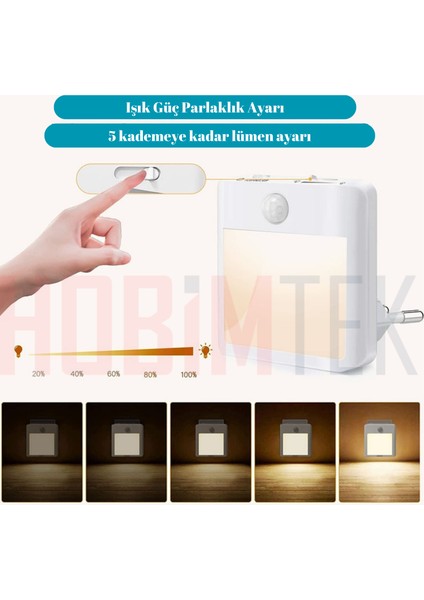 Akıllı Hareket Sensörlü LED Gece Lambası Fişe Takılan Hareket Sensörlü Güç Ayarlı LED Işık indirimleri