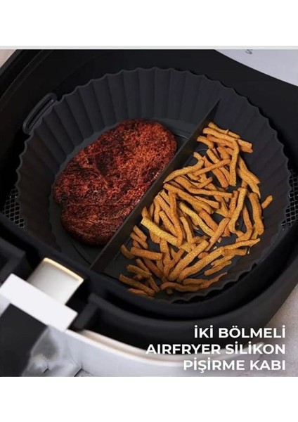 Holly Home 2 Parça Airfryer Silikon Pişirme Seti ; 2 Bölmeli Pişirme Kalıbı Muffin Cupcake Pişirme Kalıbı Hh