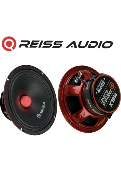 RS-M8LX Işıklı Yeni Seri Çifti 600WAT-300W Rms Metal Kapaklı 20 cm Oto Midrange Hoparlör