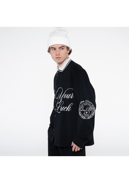 Denis Erkek Siyah Ekstra Oversize Gömlek Ceket