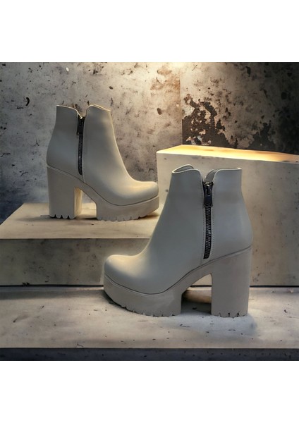 Kadın Platform Topuk Krem Bot fiyatları