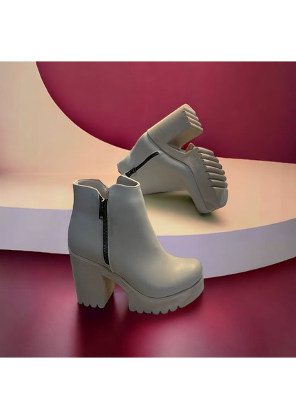 Kadın Platform Topuk Krem Bot modelleri