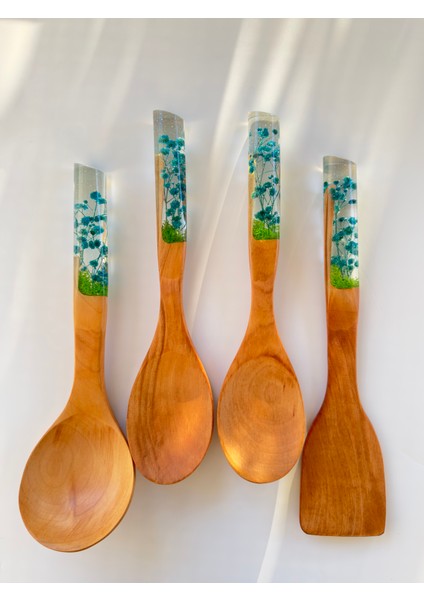 Gökyüzü Mavisi Serisi 4 Parça Tahta Servis ve Pişirme Mutfak Seti Takımı 29 Cm. fiyatları