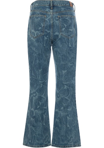 Denim Trip Yüksek Bel Ankle Paça Crop Indigo Kadın Denim Pantolon DT10275 Mına Crop Bootcut Fit Yükse