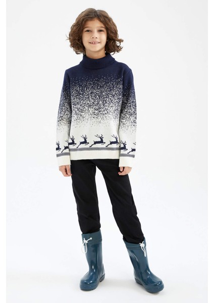 Erkek Çocuk Yılbaşı Temalı Balıkçı Yaka Kazak Y0677A623CW fiyatları