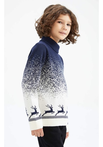 Erkek Çocuk Yılbaşı Temalı Balıkçı Yaka Kazak Y0677A623CW fırsatları