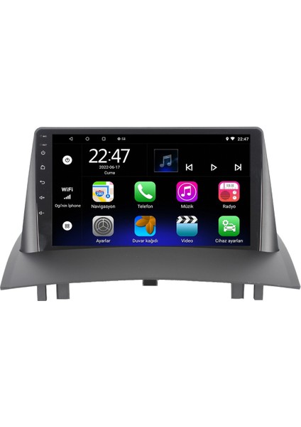 Renault Megane 2 Android 12 Carplay Navigasyon Multimedya - 2gb Ram 32GB HDD
