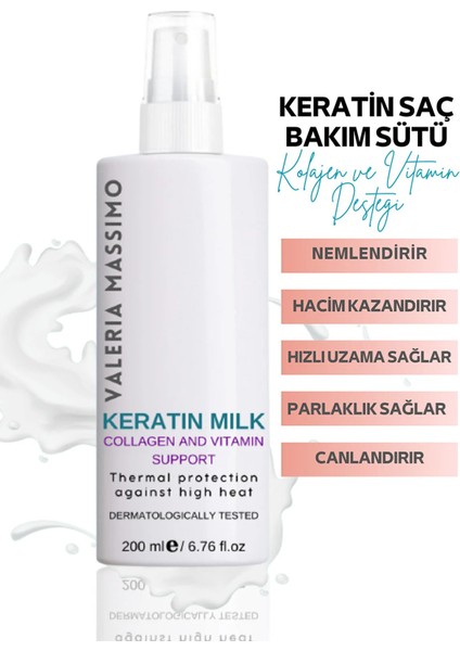 Keratin Sütü Kolajen Destekli Besleyici Saç Bakım Losyonu 200 ml Tüm Saç Tipleri İçin
