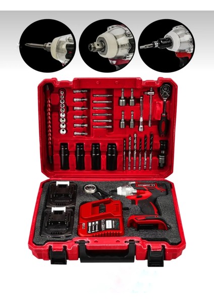 Germany Steel 128VF Professional Somun Bijon Sökme Şarjlı Darbeli Matkap Vidalama Set Setli 32 Parça Sch1-5m