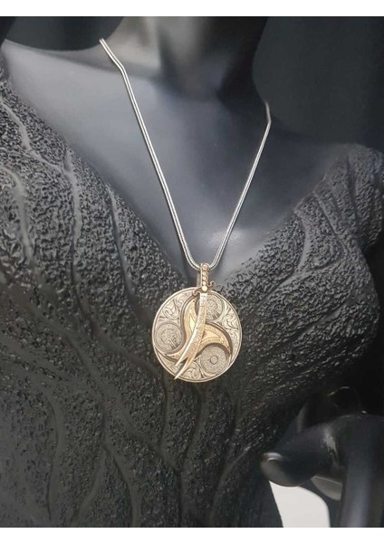 Unisex Zülfikar Kılıcı V 4 Dua 925 Ayar Gümüş Dönen Madalyon Kolye