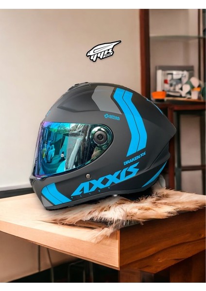 Axxıs Draken Glacial. ''2 Vizörlü'' + ''sticker'' Hediyeli, Mat Motosiklet Kapalı Kask