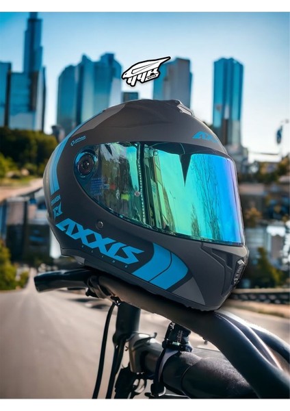 Axxıs Draken Glacial. ''2 Vizörlü'' + ''sticker'' Hediyeli, Mat Motosiklet Kapalı Kask modelleri