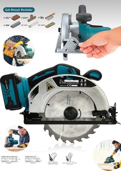 128VF Şarjlı Seramik Sunta Kesme Makinası Profesional Daire Testere 4200 Rpm